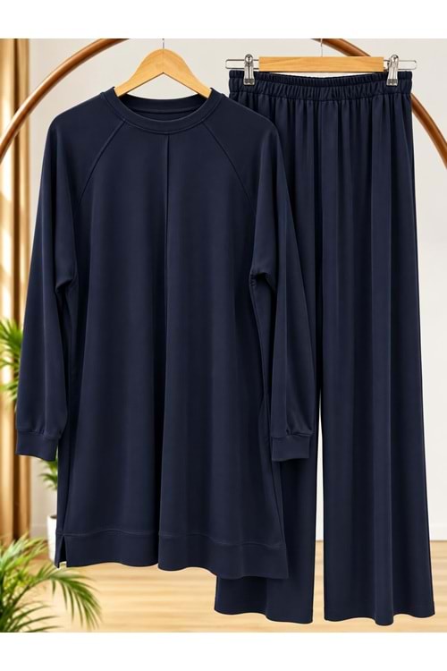 Düz Nervürlü Modal Takım 121051 - Lacivert - 3XL