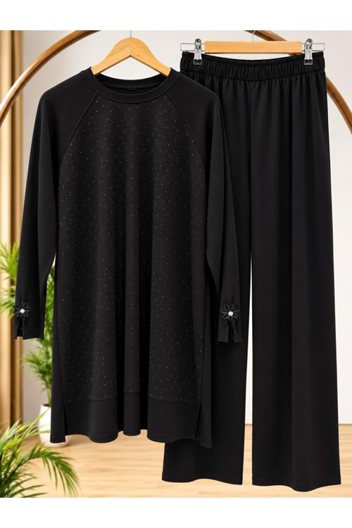 Taşlı Kol Detaylı Takım 605104 - Siyah - XL