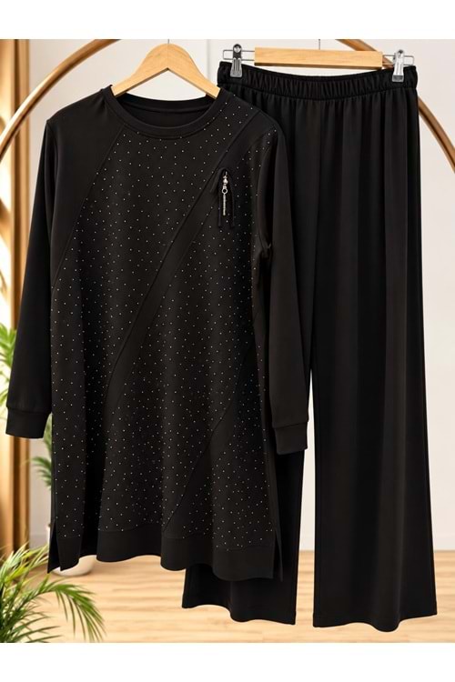Dikme Detaylı Taşlı Takım 603104 - Kahve Rengi - XL
