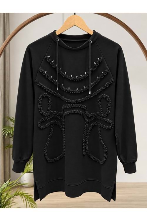 Taş Detaylı A Kalite Tunik 10819 - Siyah - L-XL