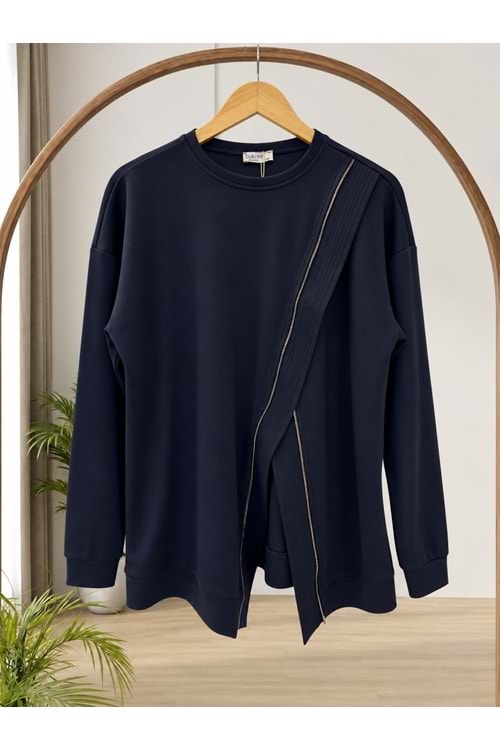 Fermuar Detaylı Tunik 2057 - Lacivert - L-XL