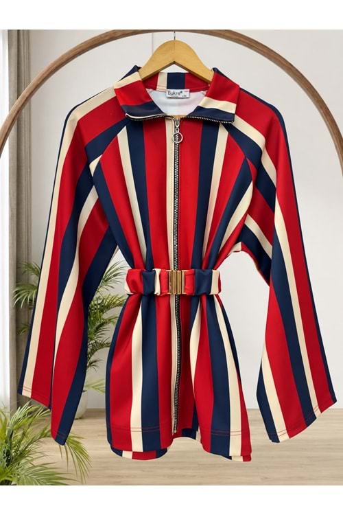 Çizgili Hırka 2059 - Kırmızı - L-XL - AZRA09022-71353