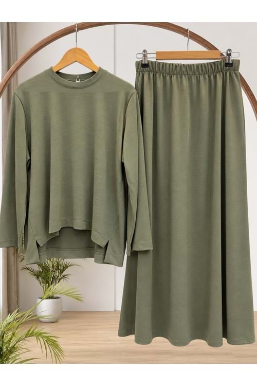 Kampanyalı Etekli Oysho Takım 3480 - Haki - L-XL - AZRA09126-71306