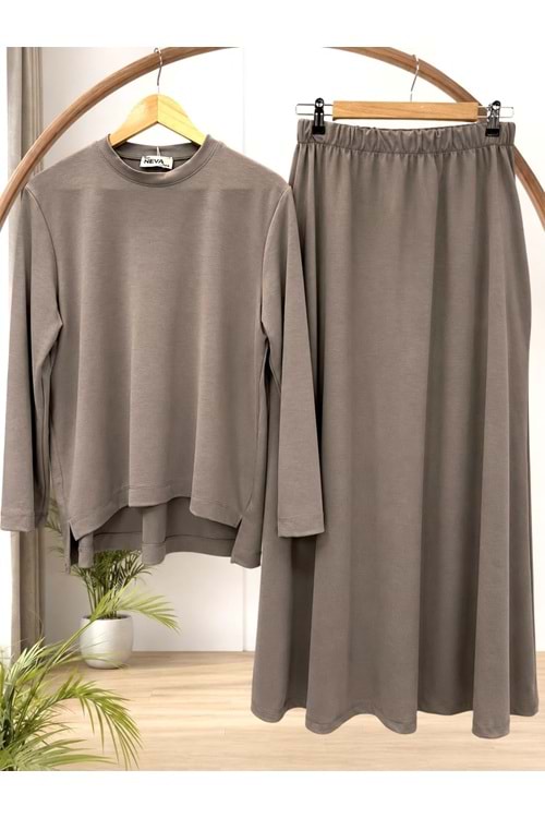 Kampanyalı Etekli Oysho Takım 3480 - Vizon - L-XL - AZRA09126-71312