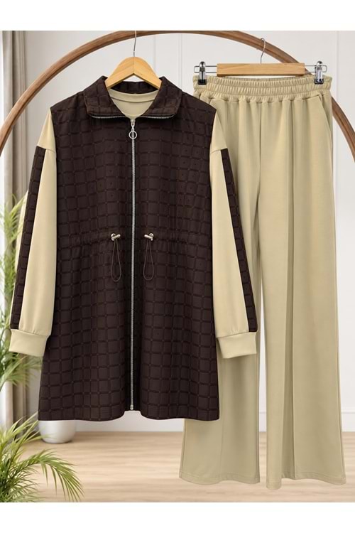 Kapitone Takım 3026 - Acı Kahve - L-XL