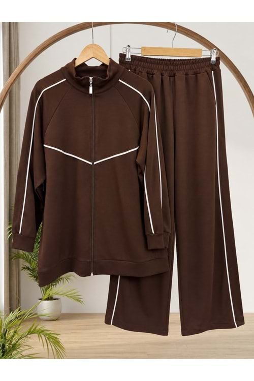 Ara Biyeli Fermuarlı Takım 3510 - Acı Kahve - L-XL