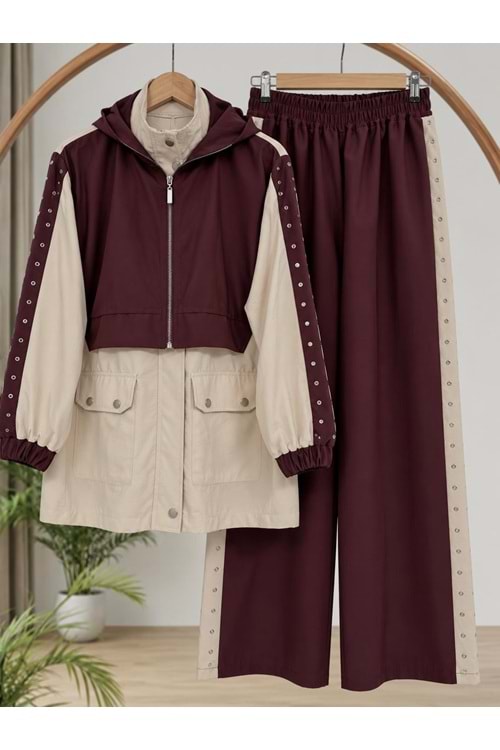 Zımbalı Takım 3222 - Mürdüm - L-XL