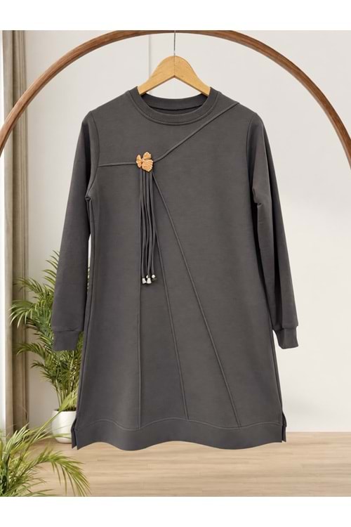 Sallantı Aksesuar Detaylı Tunik 61284 - Antrasit - L