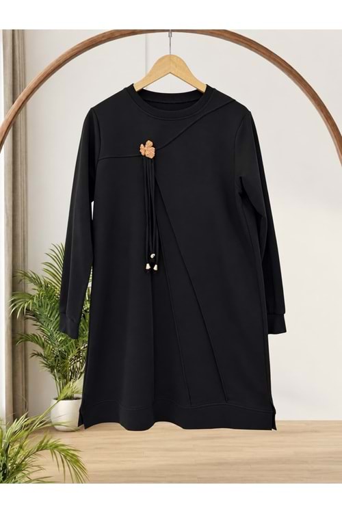 Sallantı Aksesuar Detaylı Tunik 61284 - Siyah - L