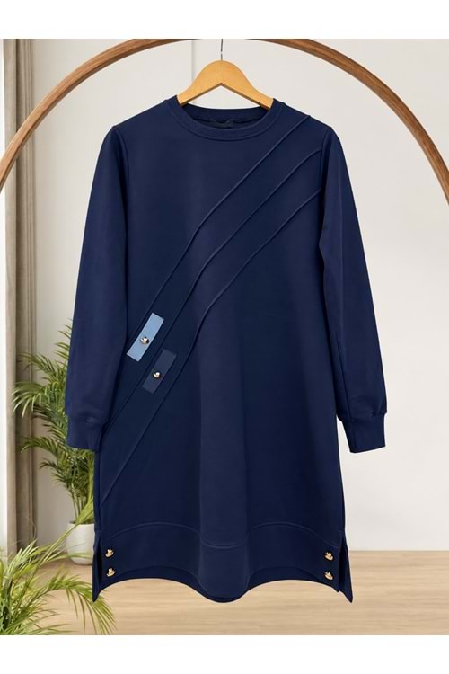 Düğme Detaylı Tunik 60484 - Lacivert - XL