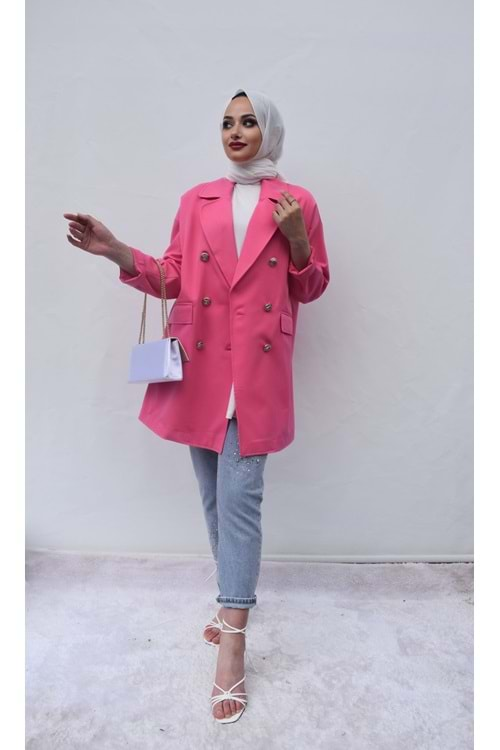 İkoll Erkek Yaka Oversize Ceket 26916 - Pembe - TEK BEDEN