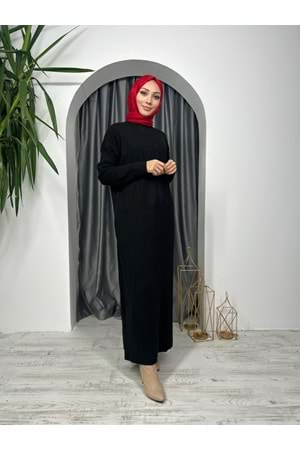 Triko Elbise 2939 - azra fashion - Siyah - TEK BEDEN