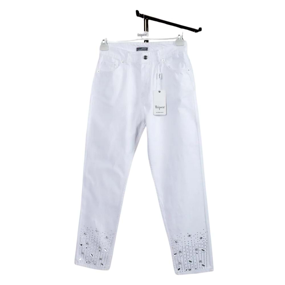 Taşlı Kot Pantolon 2500 - Beyaz - 38 - AZRA04118-Beyaz-38