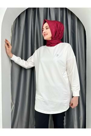 Puane Baskılı Tunik 10379 - Ekru - L-XL - AZRA04531-Ekru-L-XL