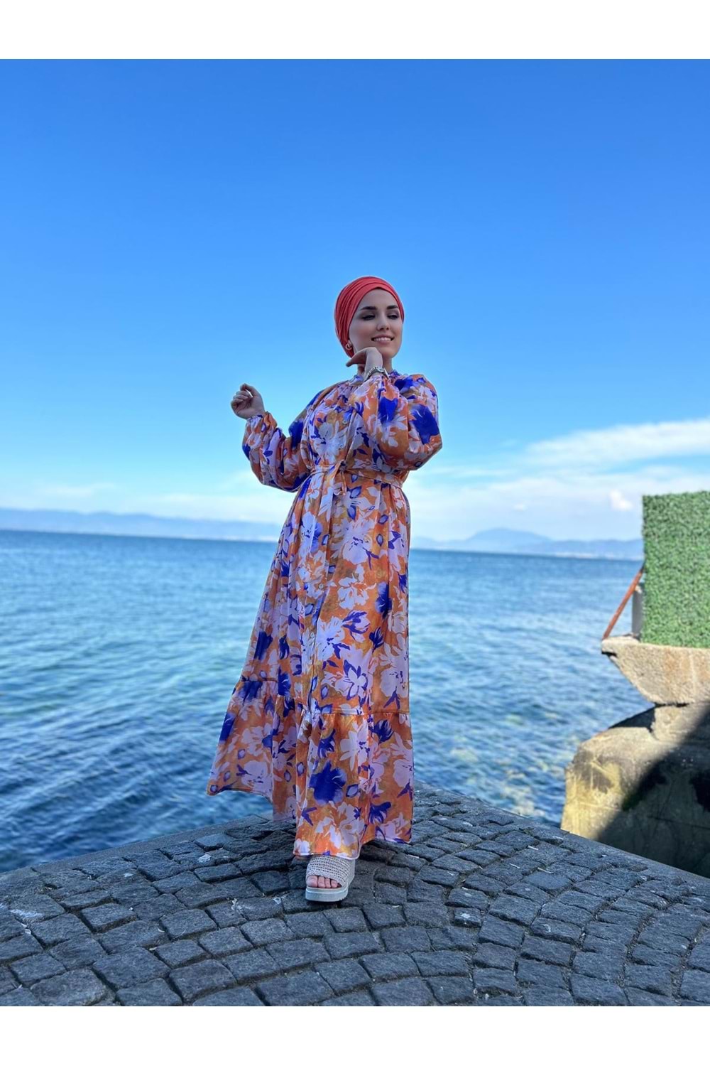 Boydan Düğmeli Elbise 2315 - Mor - TEK BEDEN