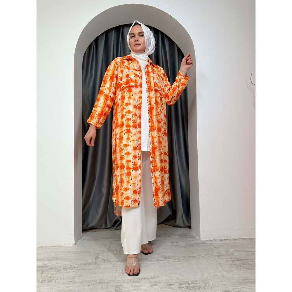 Long Gömlek Puane 10547 - azra fashion - Turuncu - S-M