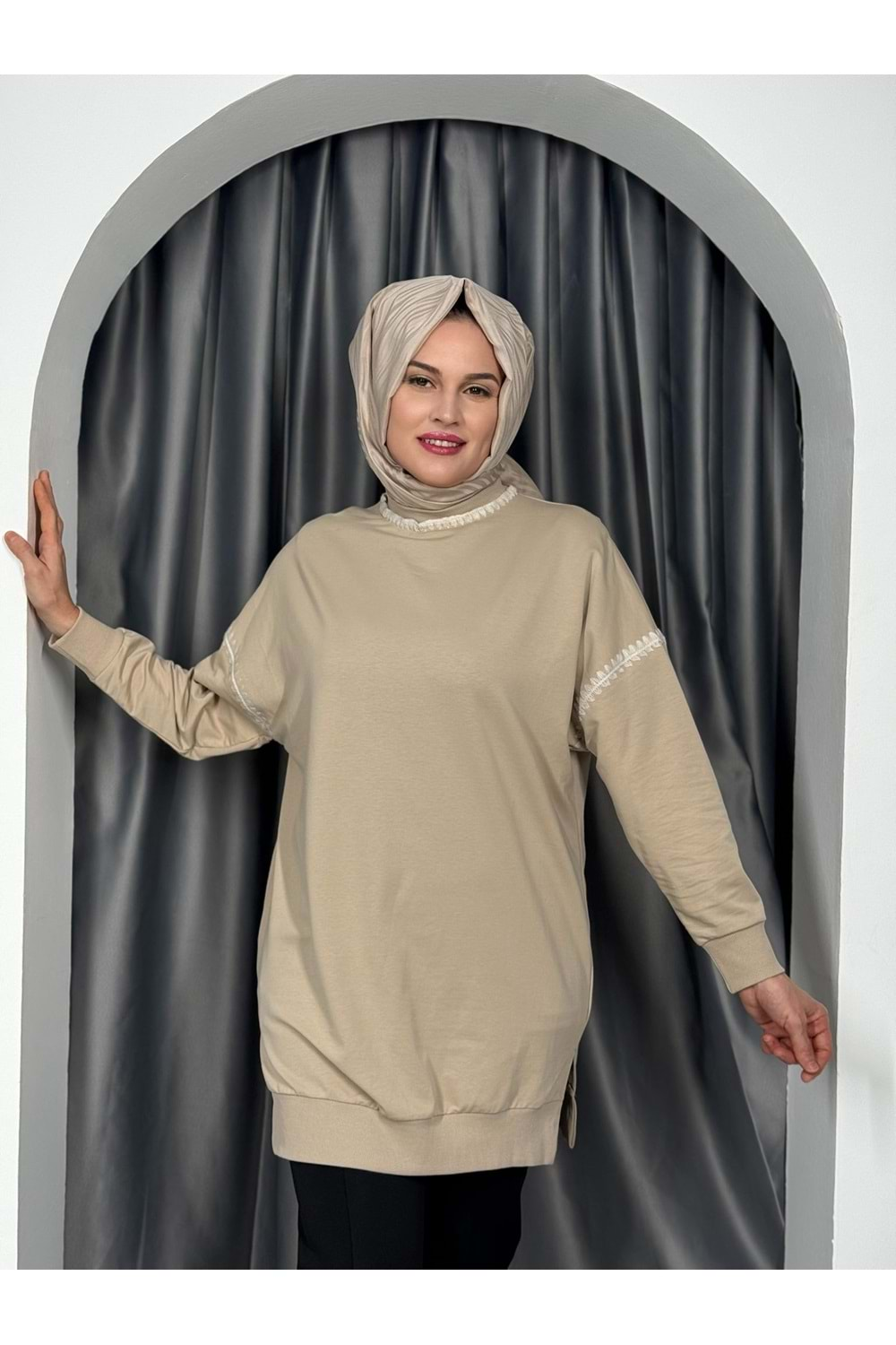 Puane Pinterest Tunik 10586 - Bej - L-XL