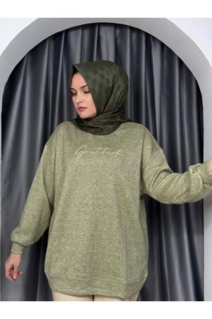 İkoll Sim Nakışlı Tunik 33828 - Haki - TEK BEDEN