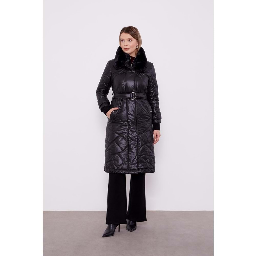 Kapitone Mont 560029 - Siyah - 38 - AZRA05260-43546