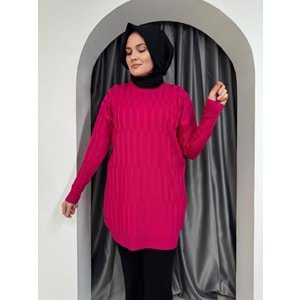 Desenli Merserize Tunik 3174 - Pembe - TEK BEDEN - AZRA05354-44646