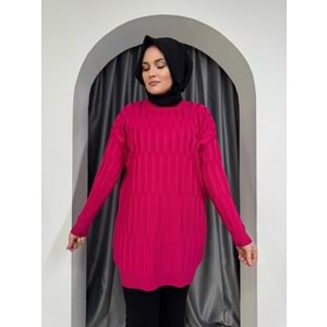 Desenli Merserize Tunik 3174 - Pembe - TEK BEDEN - AZRA05354-44646