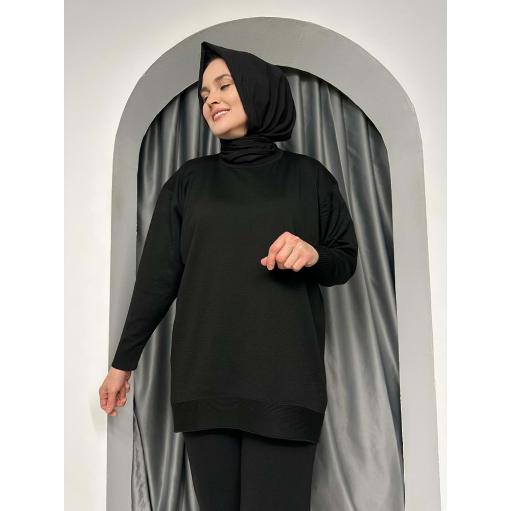Düz Merserize Tunik 3177 - Siyah - TEK BEDEN - AZRA05401-45127