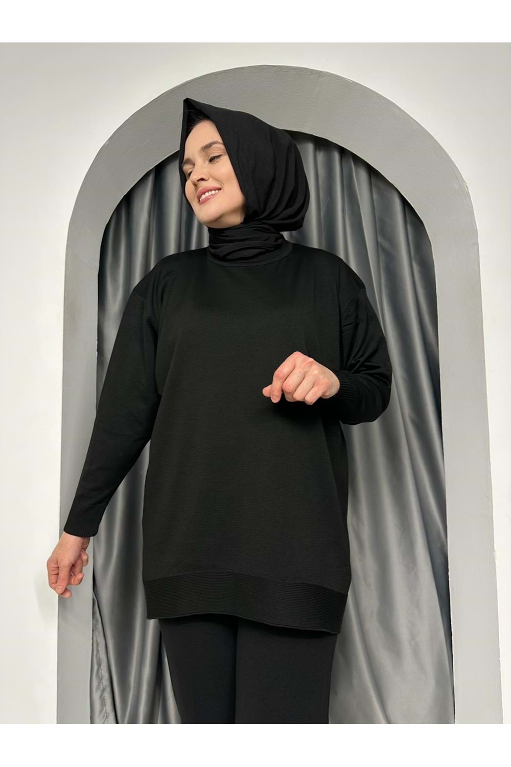 Düz Merserize Tunik 3177 - Siyah - TEK BEDEN - AZRA05401-45127