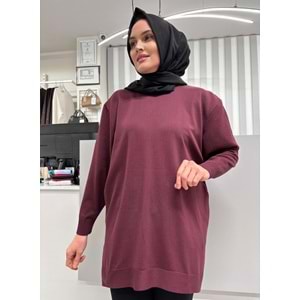 Düz Merserize Tunik 3177 - Mürdüm - TEK BEDEN - AZRA05401-57329
