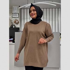 Düz Merserize Tunik 3177 - Krem - TEK BEDEN