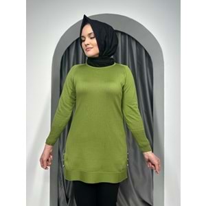 Düz Kol Detaylı Merserize Tunik 3171 - Fıstık Yeşili - TEK BEDEN - AZRA05402-45133