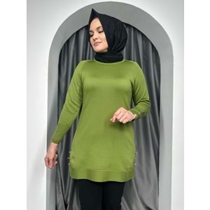 Düz Kol Detaylı Merserize Tunik 3171 - Fıstık Yeşili - TEK BEDEN - AZRA05402-45133
