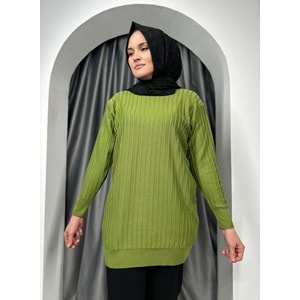Çıtalı Merserize Tunik 3185 - Fıstık Yeşili - TEK BEDEN - AZRA05424-45467