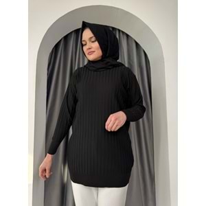 Çıtalı Merserize Tunik 3185 - Siyah - TEK BEDEN - AZRA05424-45472