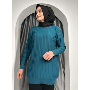 Çıtalı Merserize Tunik 3185 - Turkuaz - TEK BEDEN - AZRA05424-45474