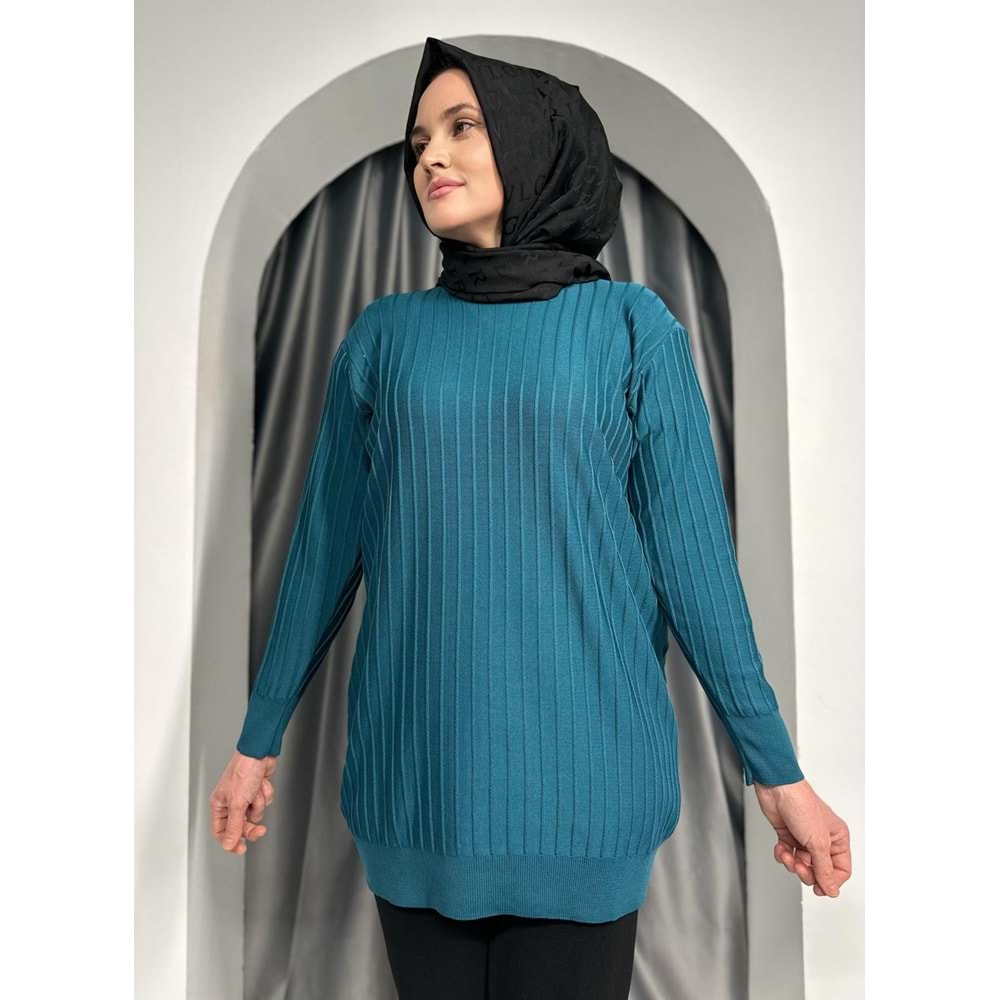 Çıtalı Merserize Tunik 3185 - Turkuaz - TEK BEDEN - AZRA05424-45474