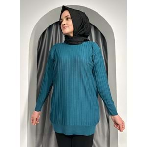 Çıtalı Merserize Tunik 3185 - Turkuaz - TEK BEDEN - AZRA05424-45474