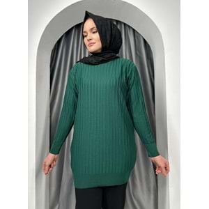 Çıtalı Merserize Tunik 3185 - Zümrüt Yeşili - TEK BEDEN - AZRA05424-45475