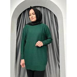 Çıtalı Merserize Tunik 3185 - Zümrüt Yeşili - TEK BEDEN - AZRA05424-45475