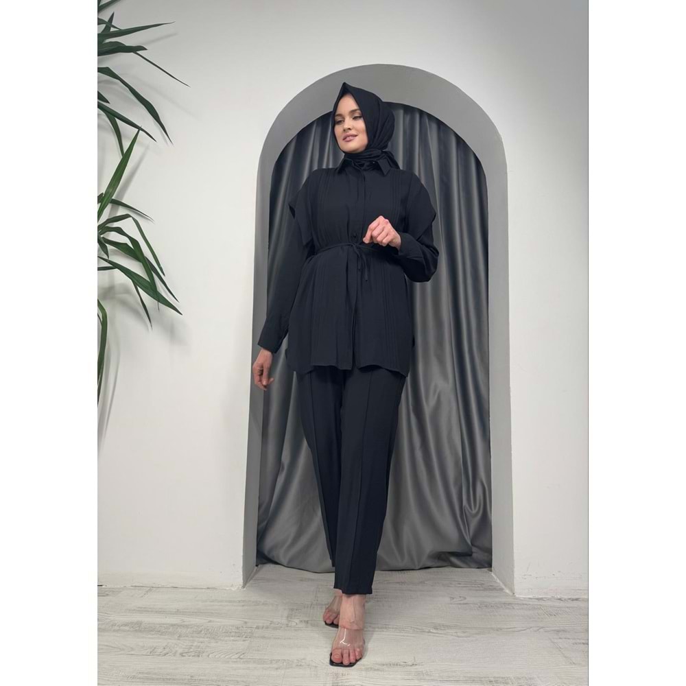 Omuz Patlı Çizgili Takım 24107 - Siyah - L - AZRA05456-45773