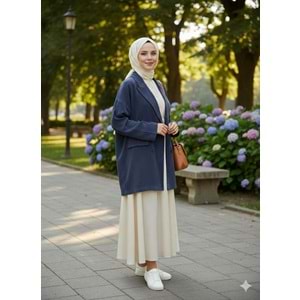 İkoll Oversize Modal Ceket 34453 - Lacivert - TEK BEDEN - AZRA05495-46044