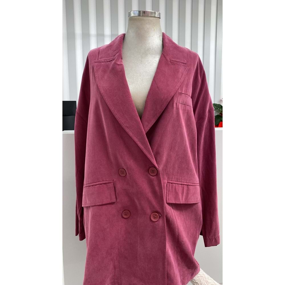 İkoll Oversize Modal Ceket 34453 - Mürdüm - TEK BEDEN - AZRA05495-46045