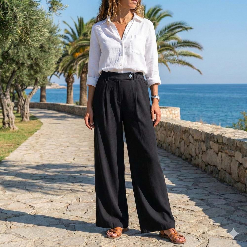 İkoll Palazzo Pantolon 34797 - Siyah - L - AZRA05500-46078