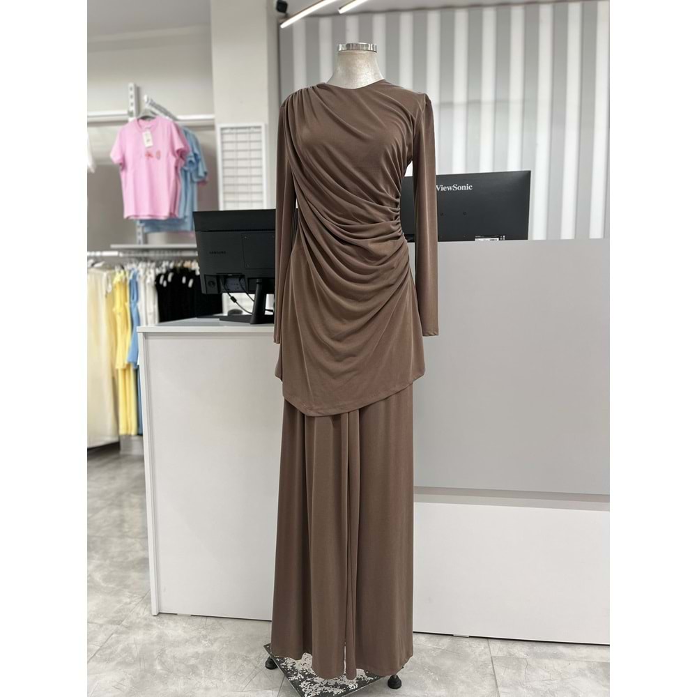 Büzgülü Lüks Takım 14349 - Sütlü Kahve - L