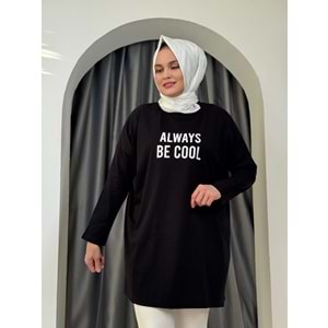 Always Baskılı Tunik 2356 - Siyah - TEK BEDEN