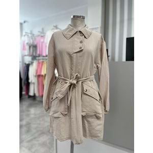 Çıt Çıt Desenli Tensel Kap 24311 - azra fashion - Bej - L-XL