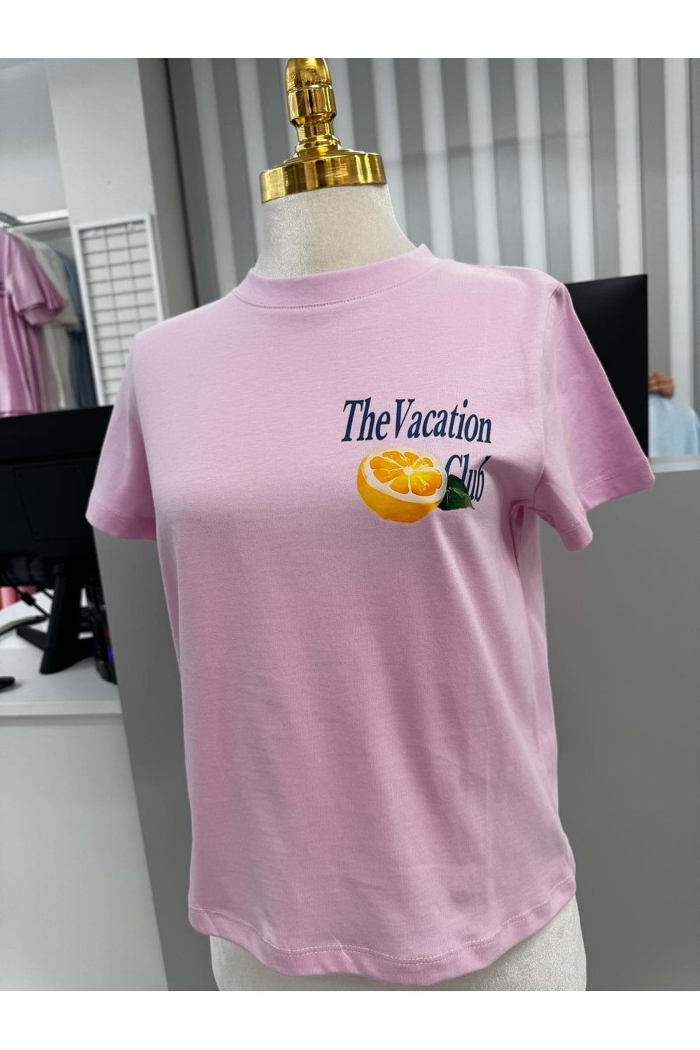 Limon Baskı T-shirt 10620 - Pembe - L