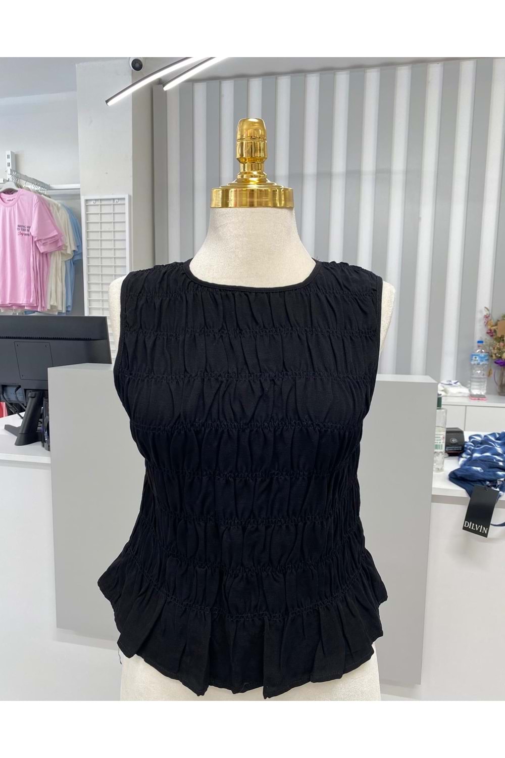 Kolsuz Crop Bluz 50845 - Siyah - S