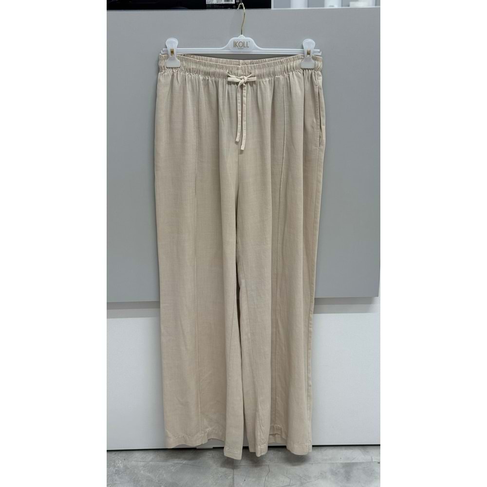 Tencel Geniş Paça Pantolon 34208 - Bej - M