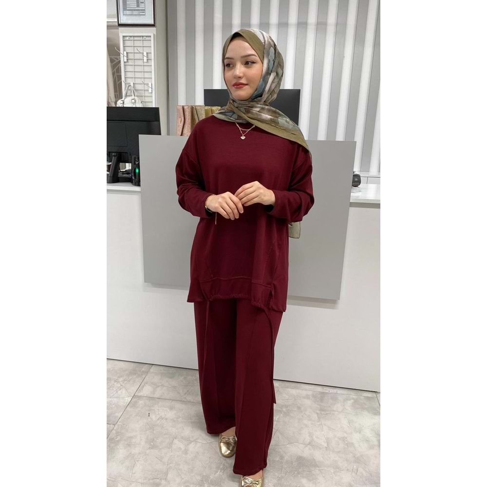 Oysho Biyeli Asimetrik Salaş Takım 3415 - azra fashion - Bordo - L-XL