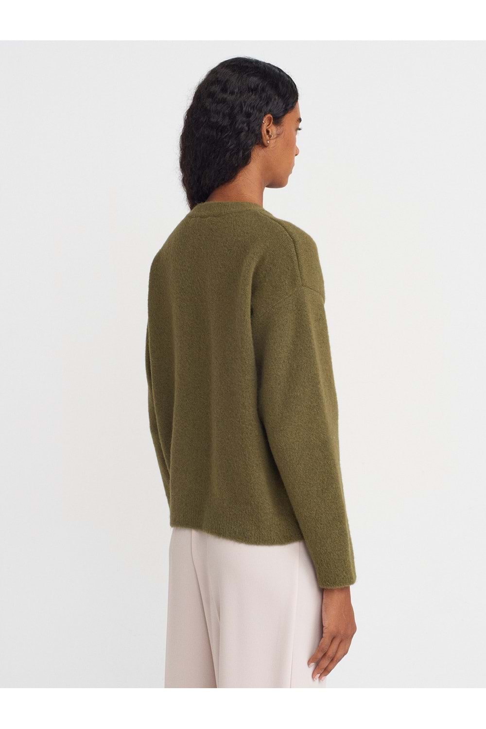 Bisiklet Yaka Yumuşak Dokulu Triko 10640 - Haki - TEK BEDEN